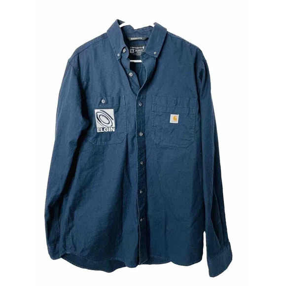 Carhartt Rugged Flex Jacket Relaxed Fit Sz M Mens Blue Gorpcore Canvas Button Up - Picture 1 of 10